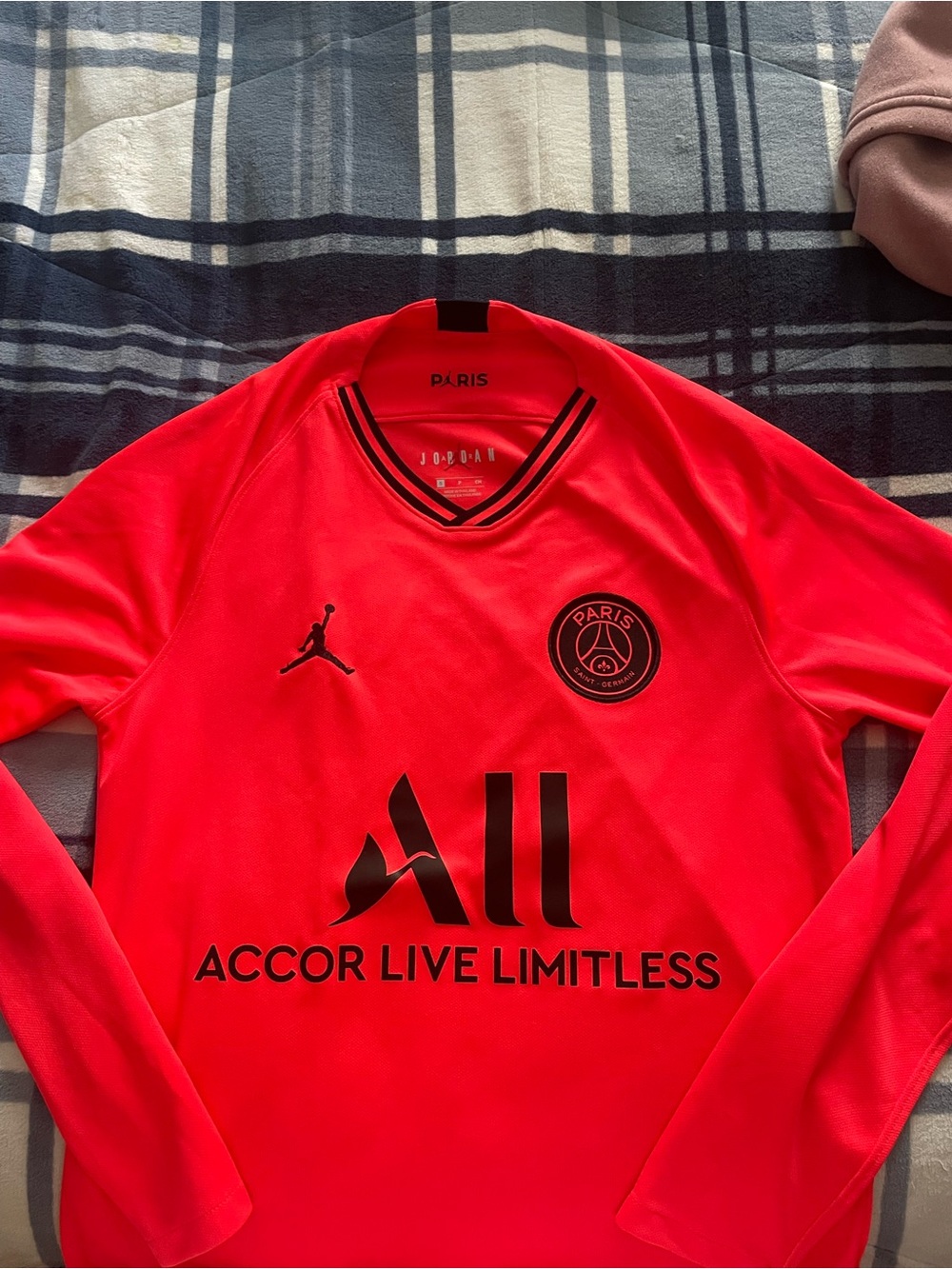Jordan Red V-Neck Soccer Jersey with Black Trim